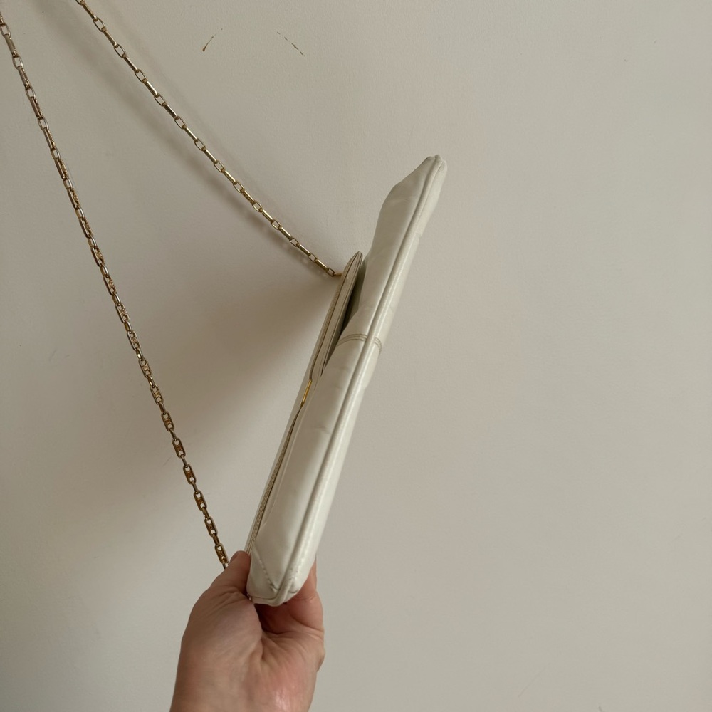 Celine Paris Gold Blason Chain Vintage Authentic White Cream Shoulder Bag Rare - Picture 14 of 16